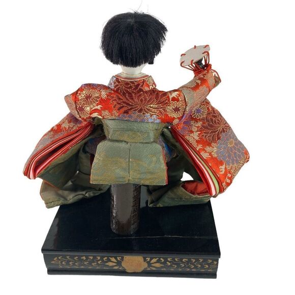 3 Vtg Japanese Hina Dolls Emperor Wood Boys 2 Musicians‎ Pedestal - Picture 2 of 14